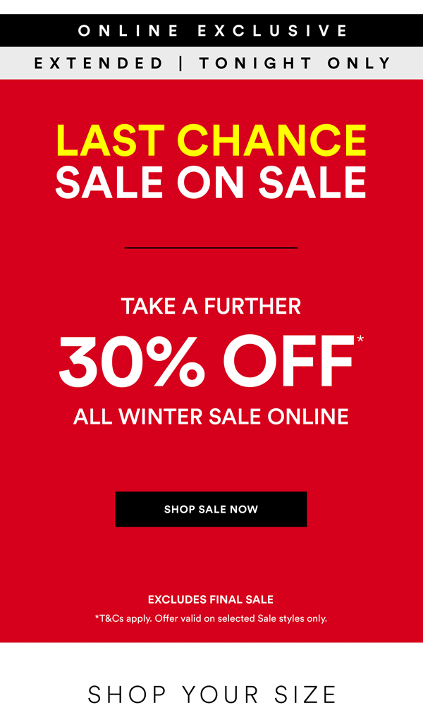 Shop Extra 30% Off* All Winter Sale Online