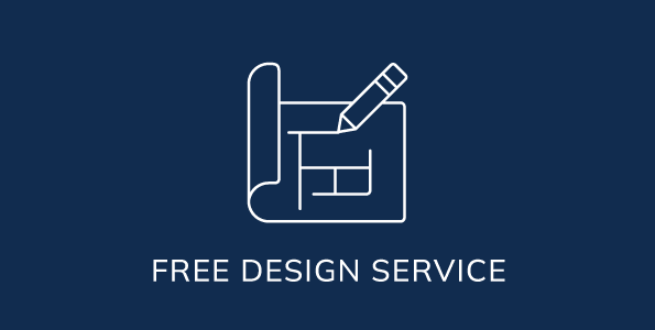 Blueprint with pencil, 'Free Design Service'