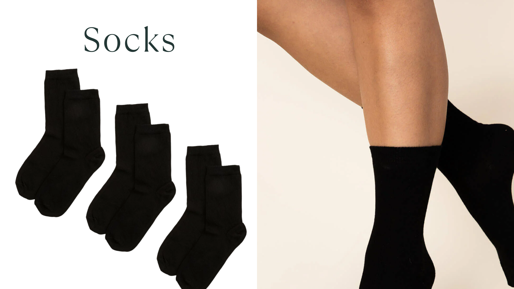 Model wearing Subset's Socks and the socks color is black