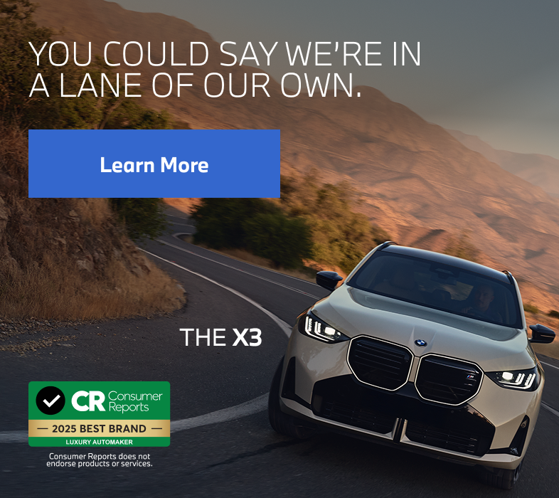 X3 driving on a curved road