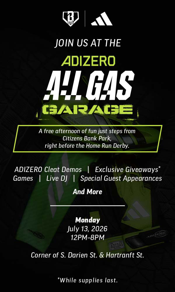 A free afternoon of fun just steps from Citizens Bank Park, right before the Home Run Derby. ADIZERO Cleat Demos, Exclusive Giveaways, Games, Live DJ, Special Guest Appearances And More.