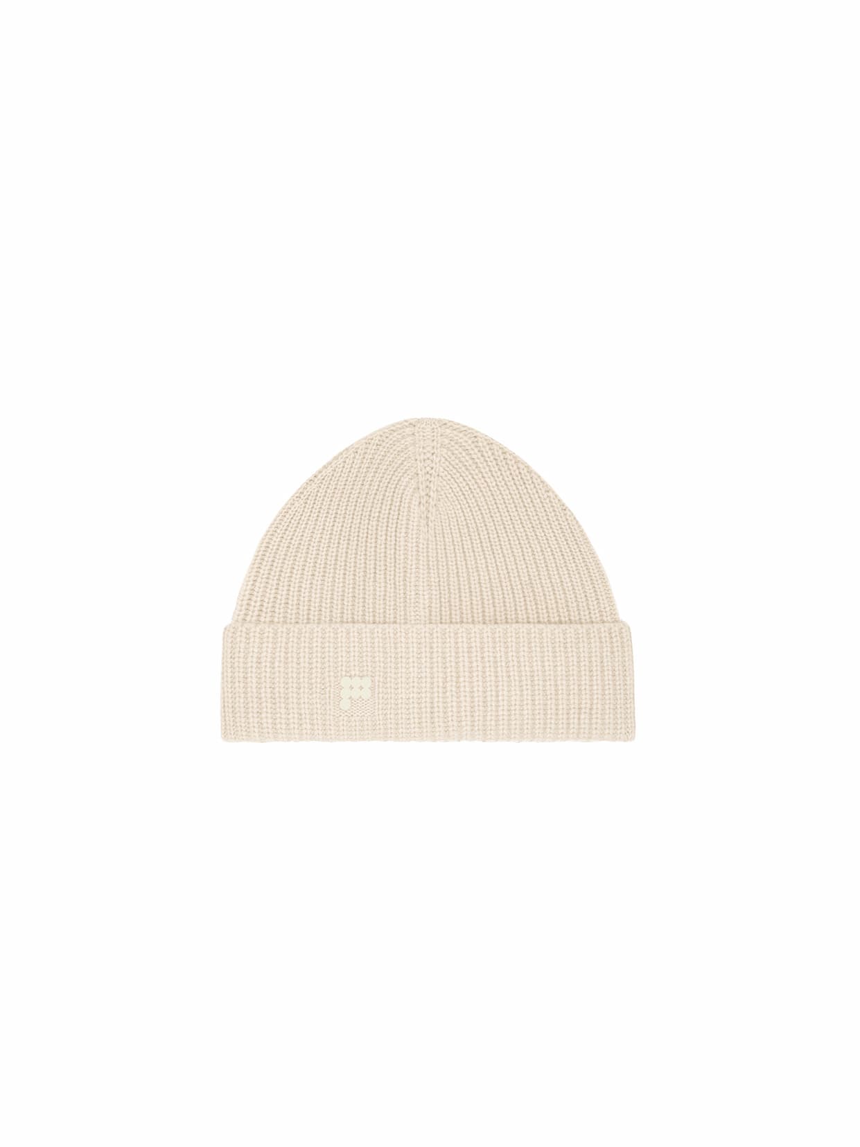 Recycled Ribbed Cashmere Beanie - Ecru Ivory
