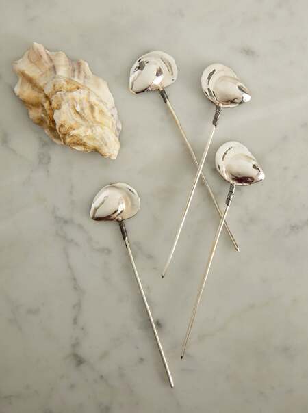 Oyster Sterling Silver Cocktail Picks (Set of 4)