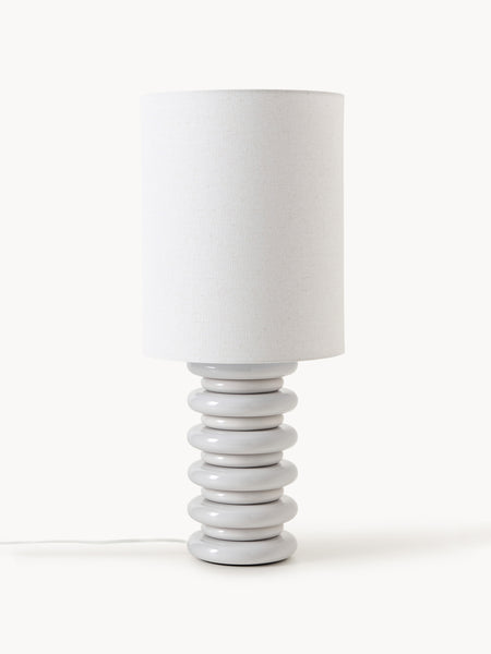 Grande lampada da tavolo con base in legno Nicolas 