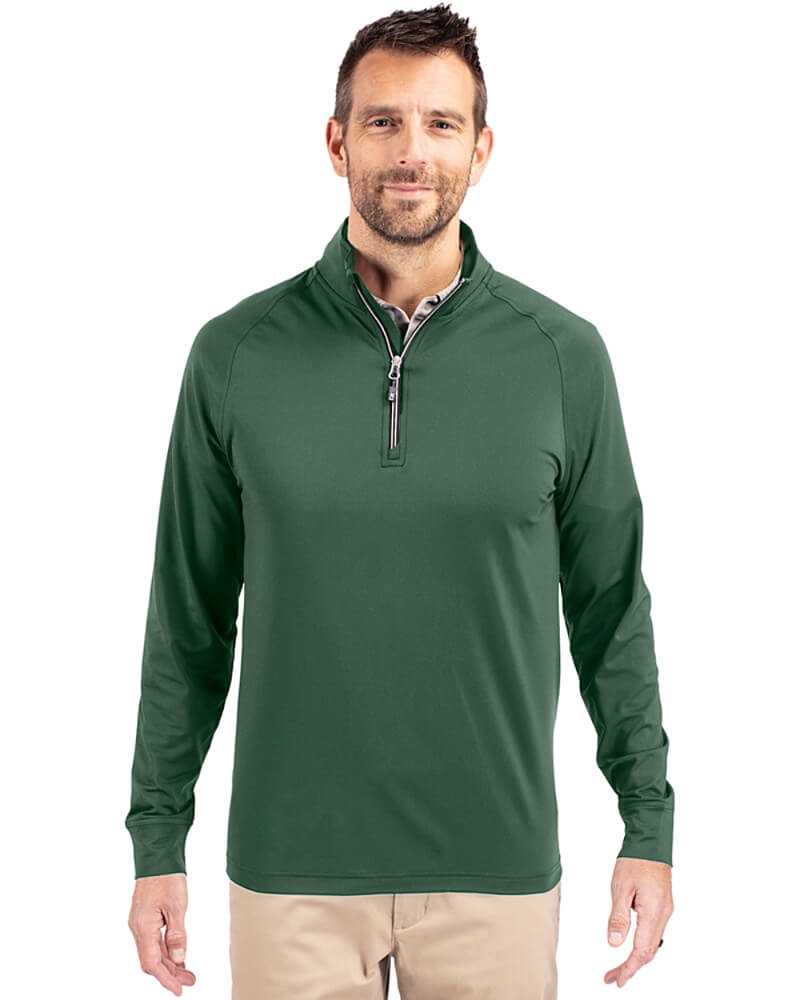 Image of Cutter & Buck Adapt Recycled Soft Knit Stretch  Mens Quarter Zip Pullover