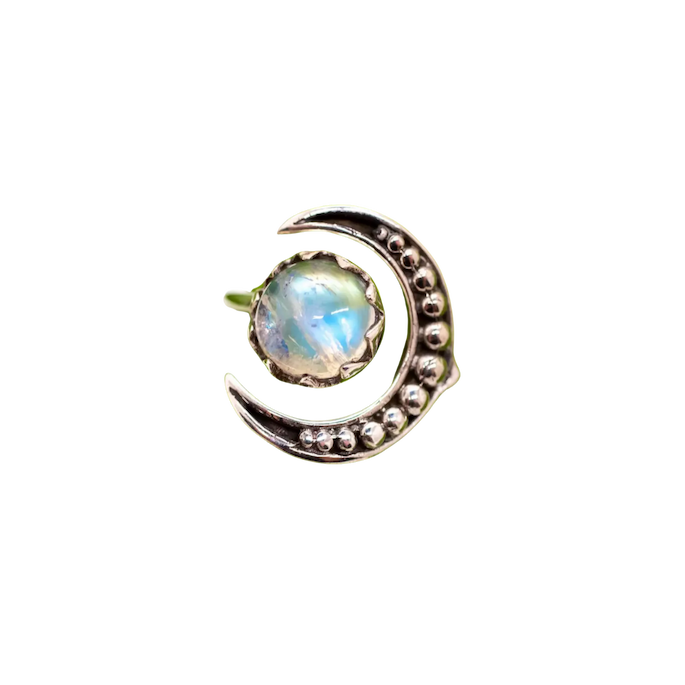 Sterling Silver Moonstone Full Moon Ring