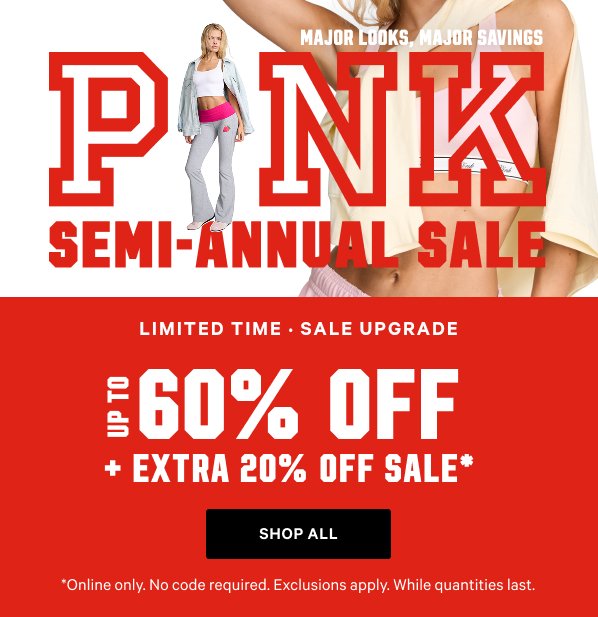 Limited Time • Sale Upgrade    Up to 60% Off    + Extra 25% Off Sale*    *Online only. No code required. Exclusions apply. While quantities last. Shop All 