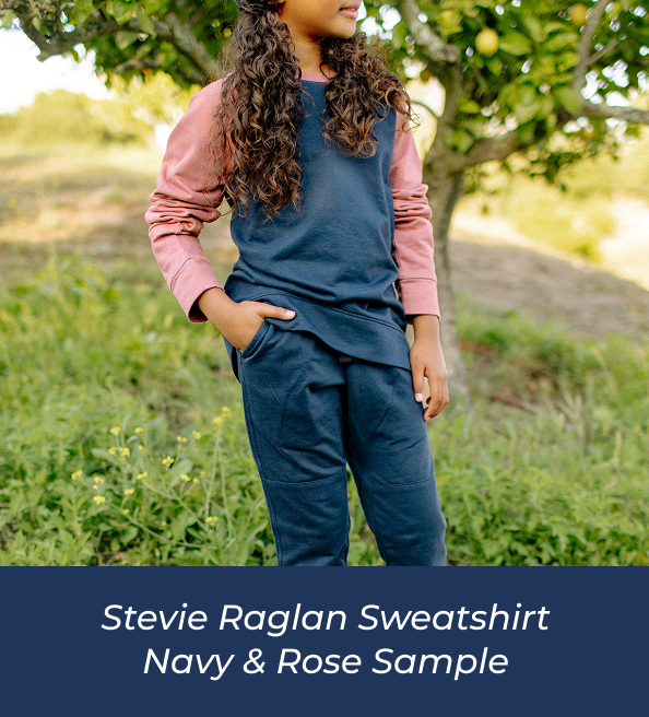 Stevie Raglan Sweatshirt in Navy & Rose