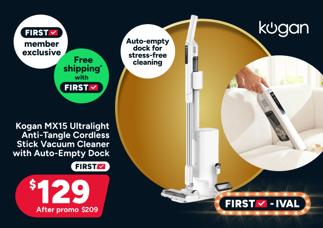 Kogan MX15 Ultralight 18kPa 35min Anti-Tangle Auto Dust Detection Cordless Stick Vacuum Cleaner with Auto-Empty Dock