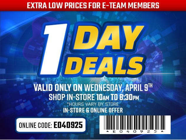 One Day Deals - Wednesday, April 9 2025