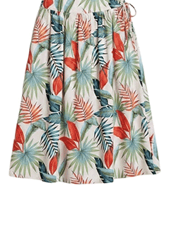 Tropical Print Linen Blend Full Skirt