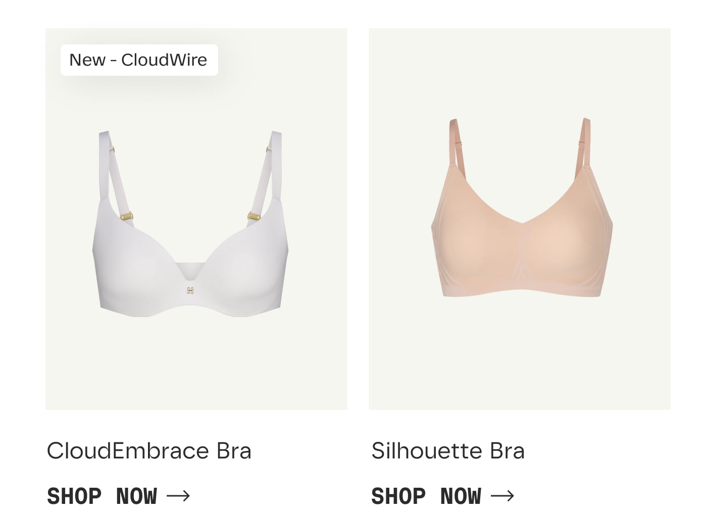 New - CloudWire | CloudEmbrace Bra | SHOP NOW | Silhouette Bra | SHOP NOW