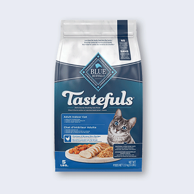 A grid of images showcase a variety of dog food and cat food.