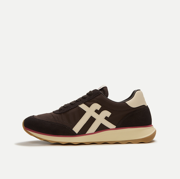 RETRO-Q Fabric/Suede Trainers Brown Mix