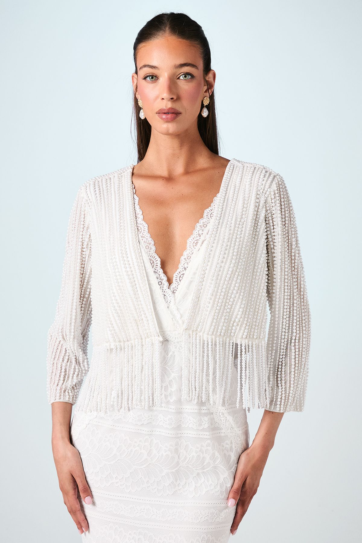 Premium Beaded Fringe Bridal Jacket