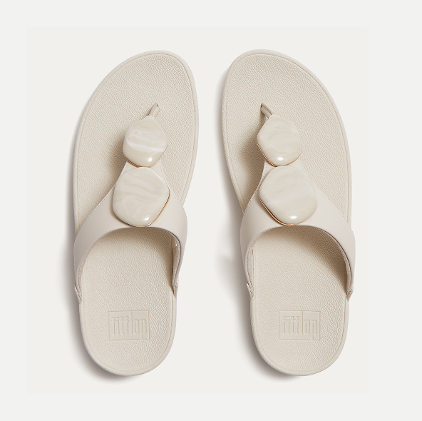 LULU Marbled-Stone Toe-Post Sandals Paris Beige