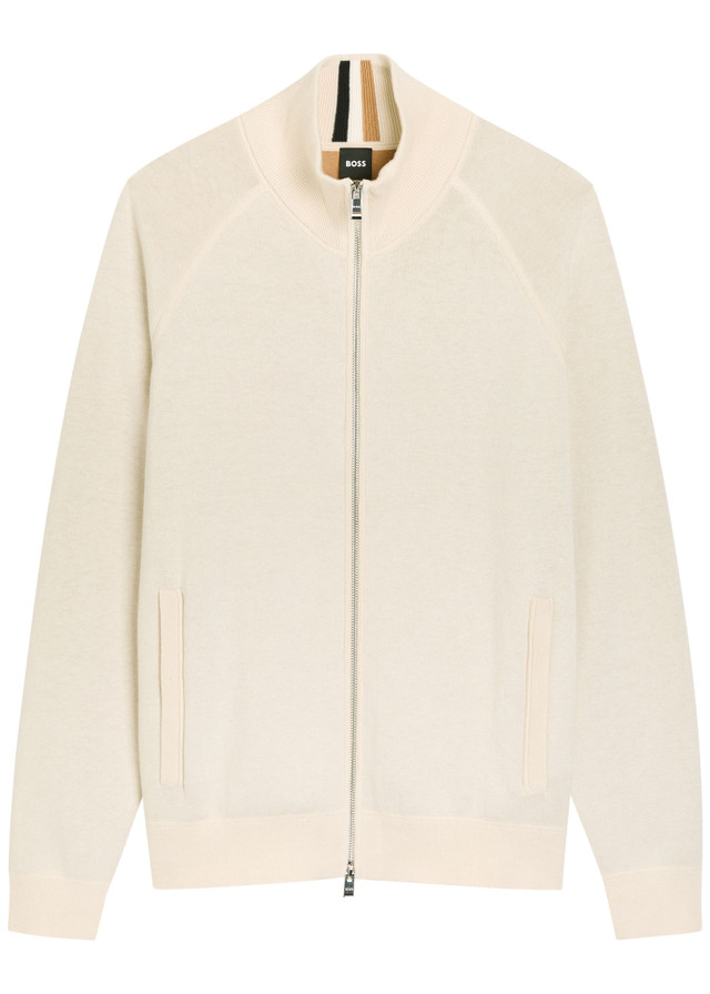 BOSS Fine-knit cotton and wool-blend jacket