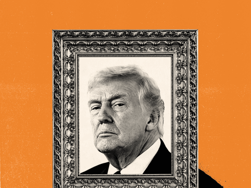 Trump within a picture frame.