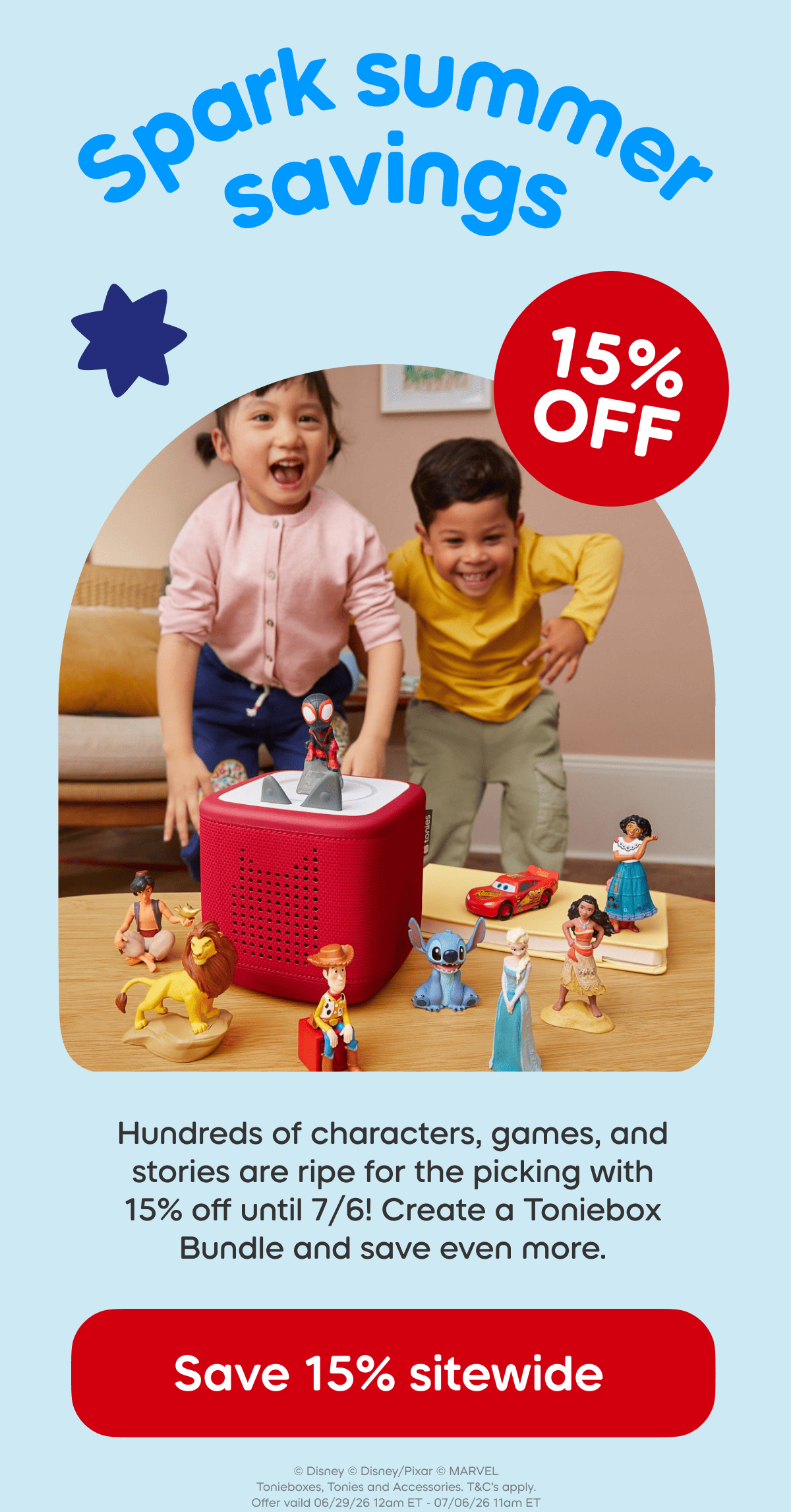 Spark summer savings:  Save 15% off sitewide