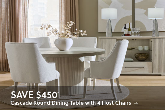 Save $450* on shown Cascade Round Dining Table with 4 Host Chairs - Shop Now