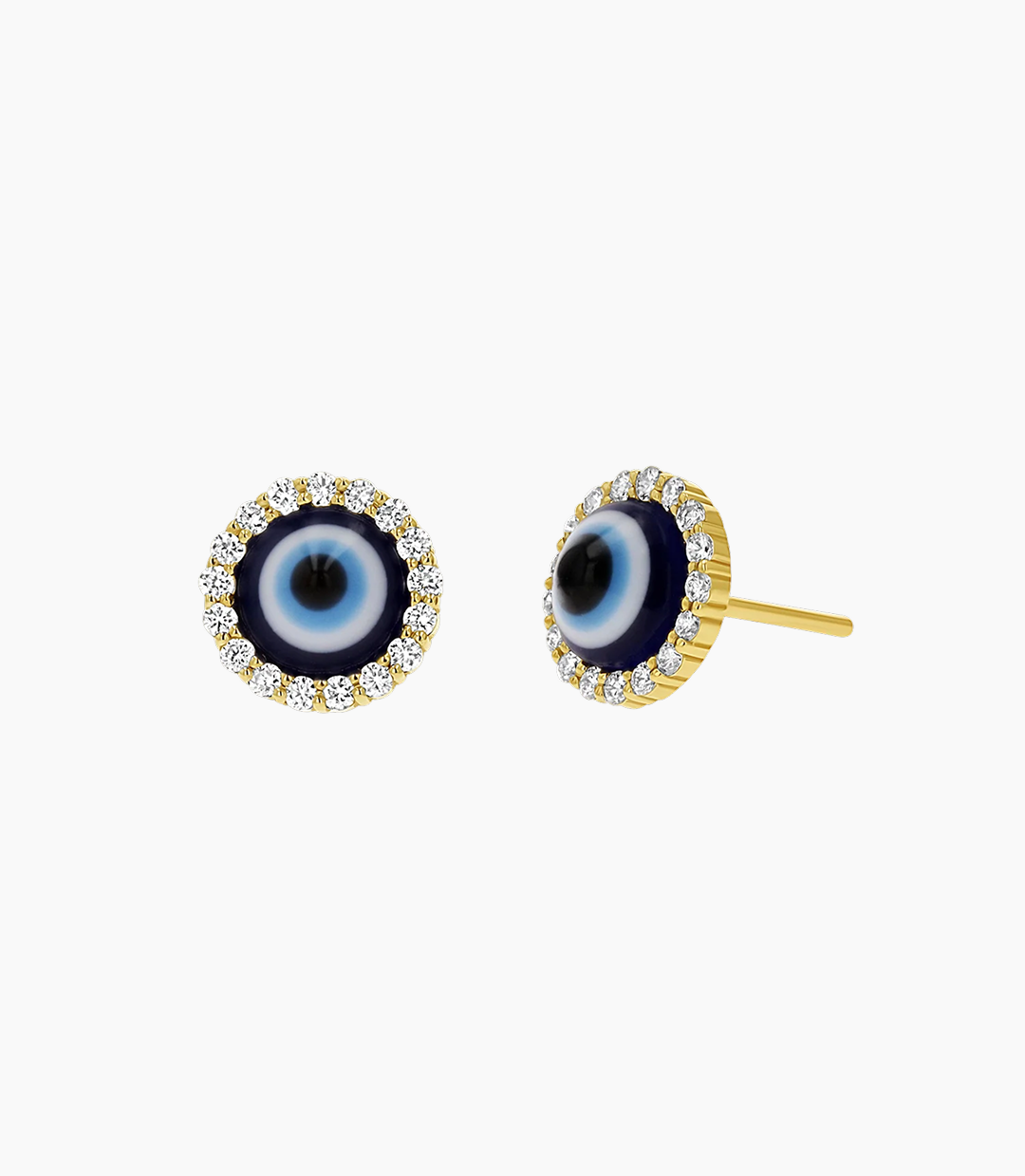 Round Diamond Evil Eye Studs