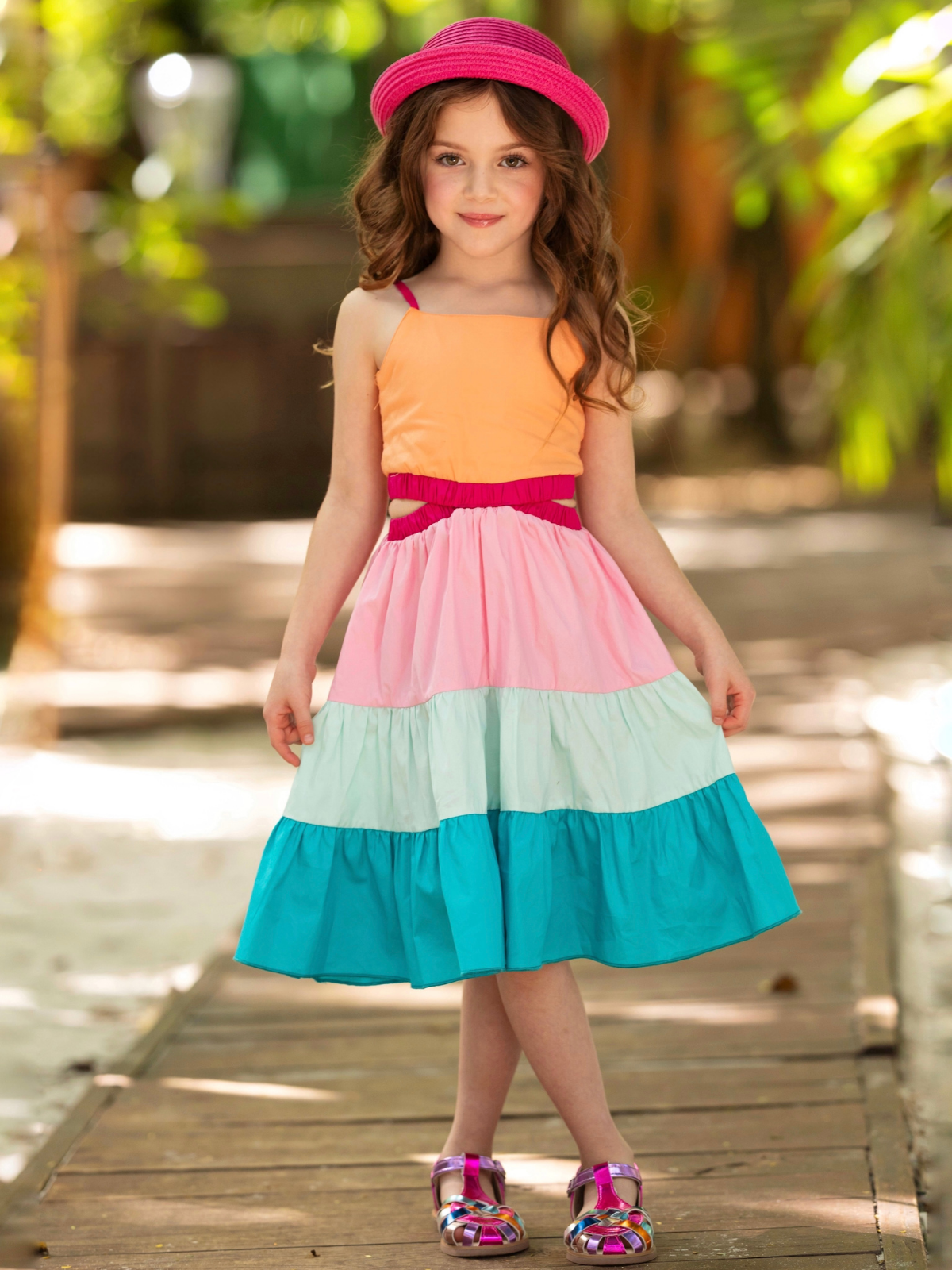 Image of Sunset Sorbet Tiered Colorblock Dress