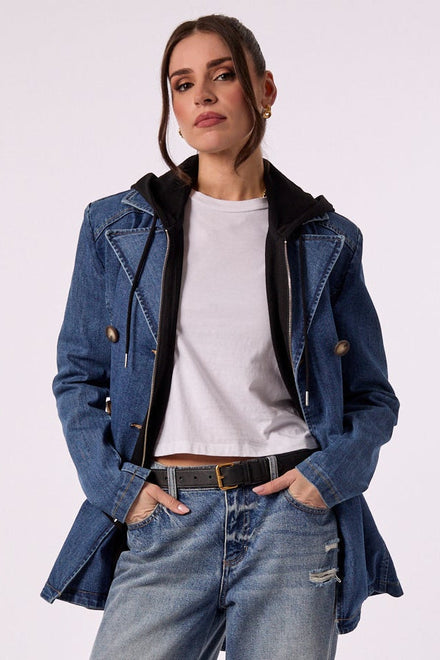 Gracie Trench With Removable Black Hoodie Insert