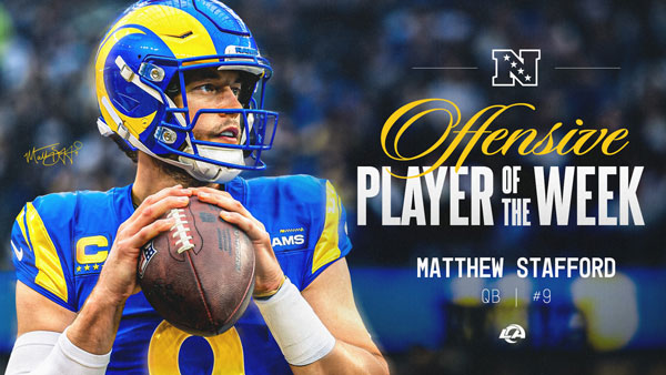 Matthew Stafford Named NFC Offensive Player of the Week