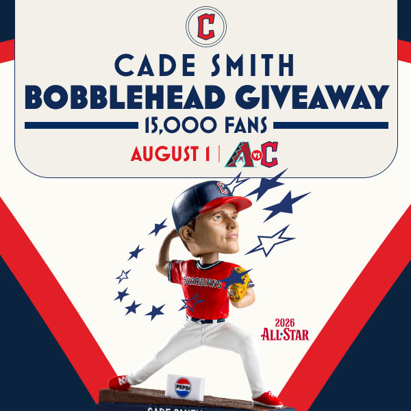 Cade Smith Bobblehead Giveaway August 1st - Buy Now