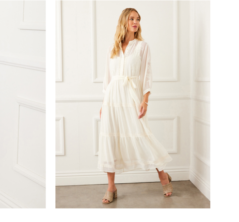 Embroidered Tiered Dress
