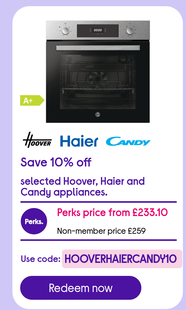 Save 10% off Hoover, Haier and Candy Appliances