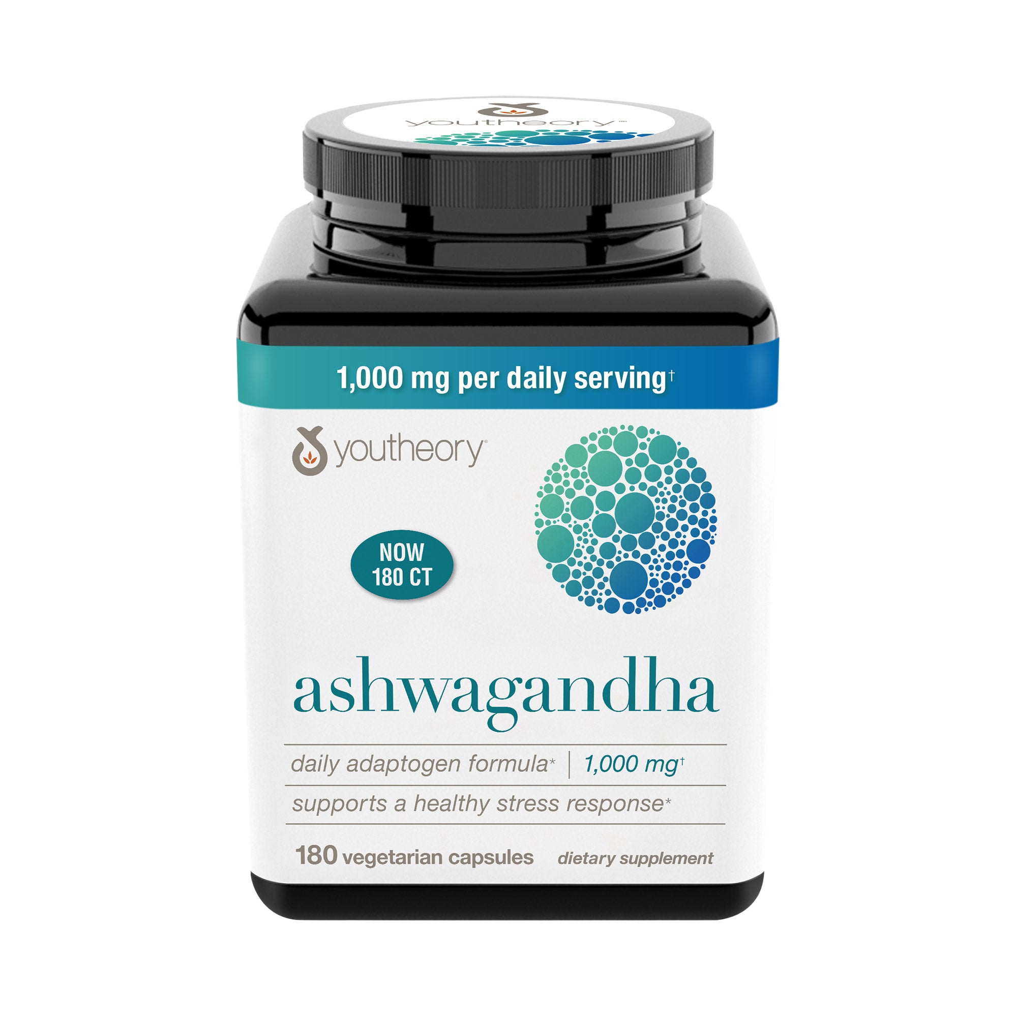 youtheory Ashwagandha 1,000 mg, 180 Vegetarian Capsules