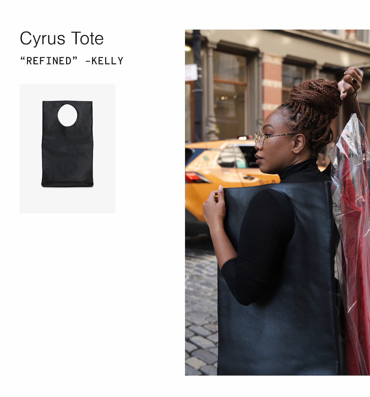 Kelly Augustine carries The Cyrus Tote.