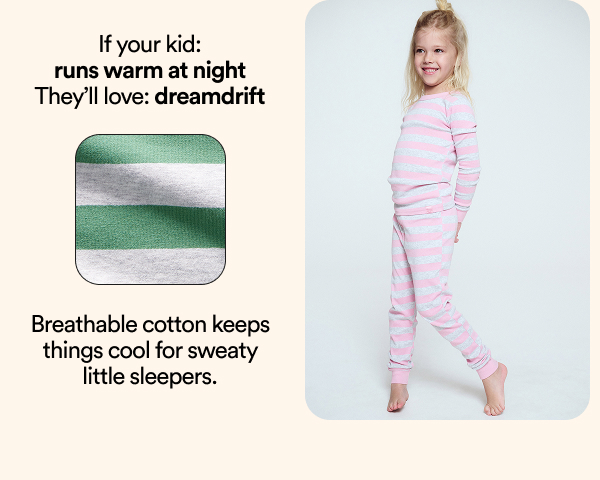 Dreamdrift kids pajamas in pink stripe on young model