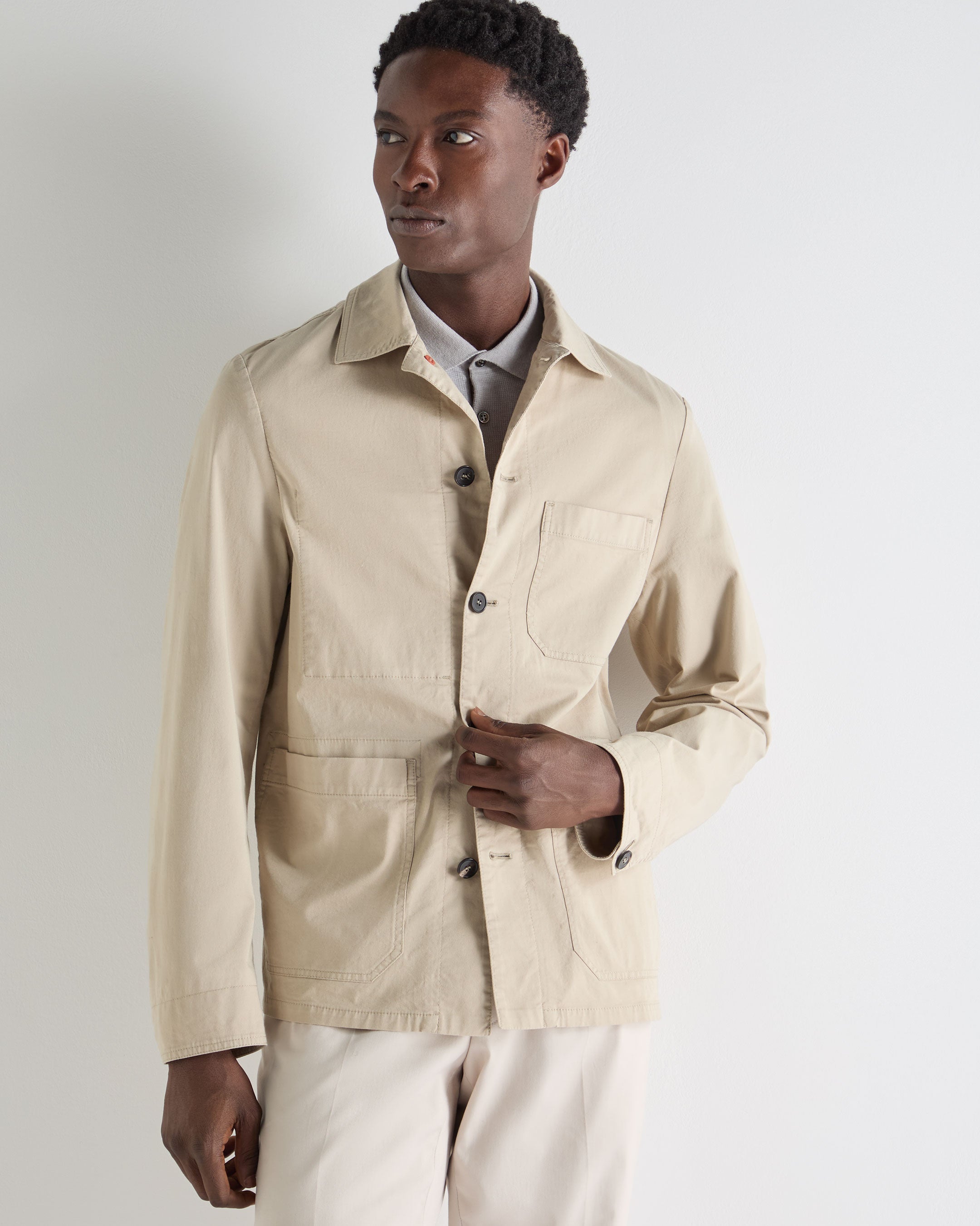 Image of Men's Canvas Barn Cashmere Jacket Stone Brown
