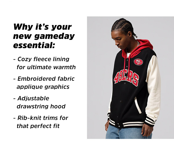 Why it's your new gameday essential:  ✓ Cozy fleece lining for ultimate warmth ✓ Embroidered fabric applique graphics ✓ Adjustable drawstring hood ✓ Rib-knit trims for that perfect fit