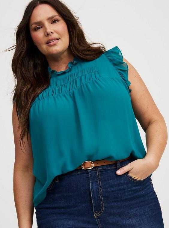 Chiffon Ruffle Smocked Top