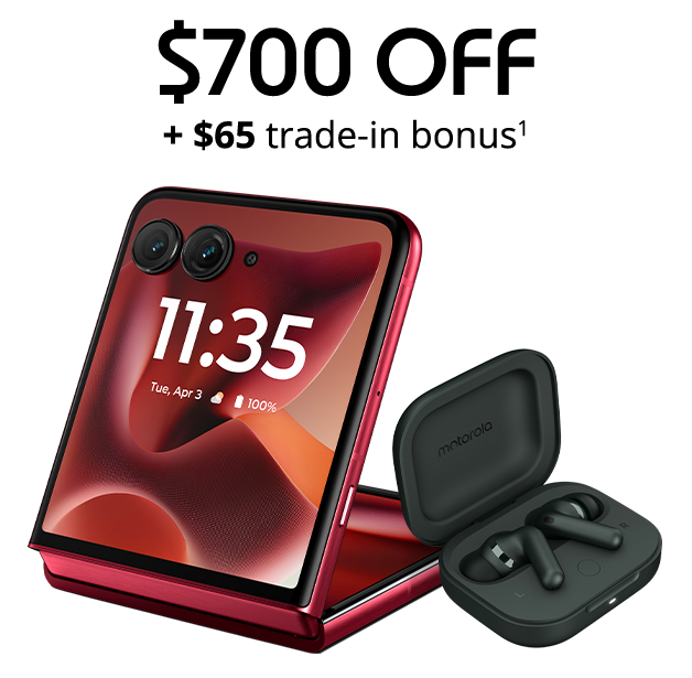 $700 off motorola razr ultra 1TB and $65 trade-in bonus and free moto buds+