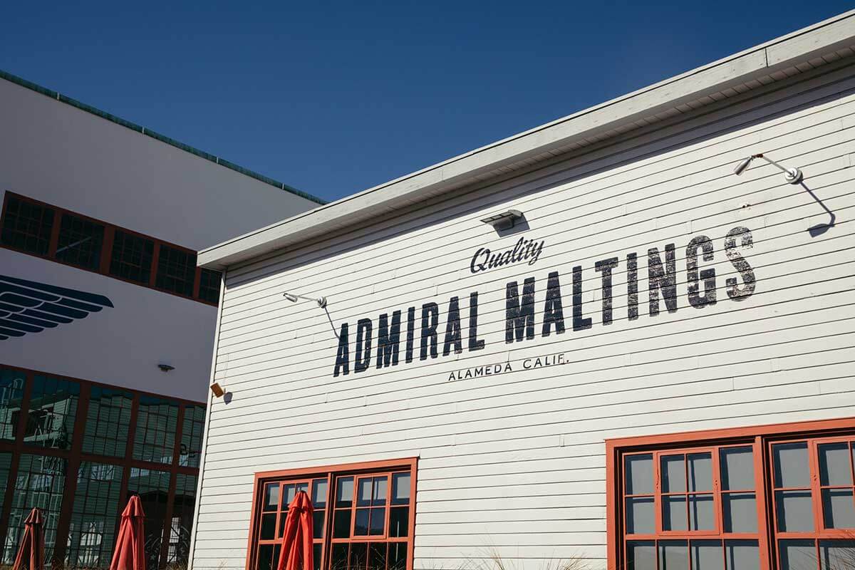 The exterior of Admiral Maltings in Alameda, California