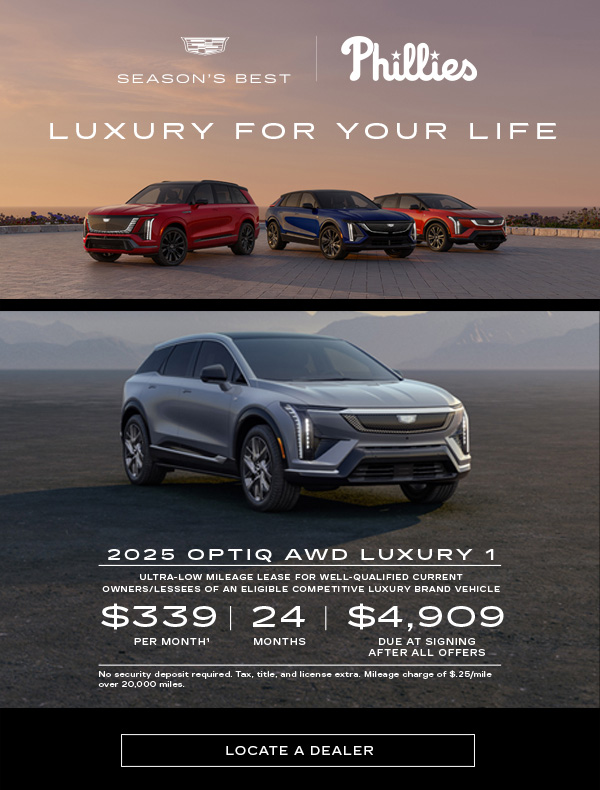 SEASON'S BEST. LUXURY FOR YOUR LIFE. 2025 OPTIQ AWD LUXURY 1. ULTRA-LOW MILEAGE LEASE FOR WELL-QUALIFIED CURRENT OWNERS/LESSEES OF AN ELIGIBLE COMPETITIVE LUXURY BRAND VEHICLE. $339 PER MONTH. 24 MONTHS. $4,909 DUE AT SIGNING AFTER ALL OFFERS