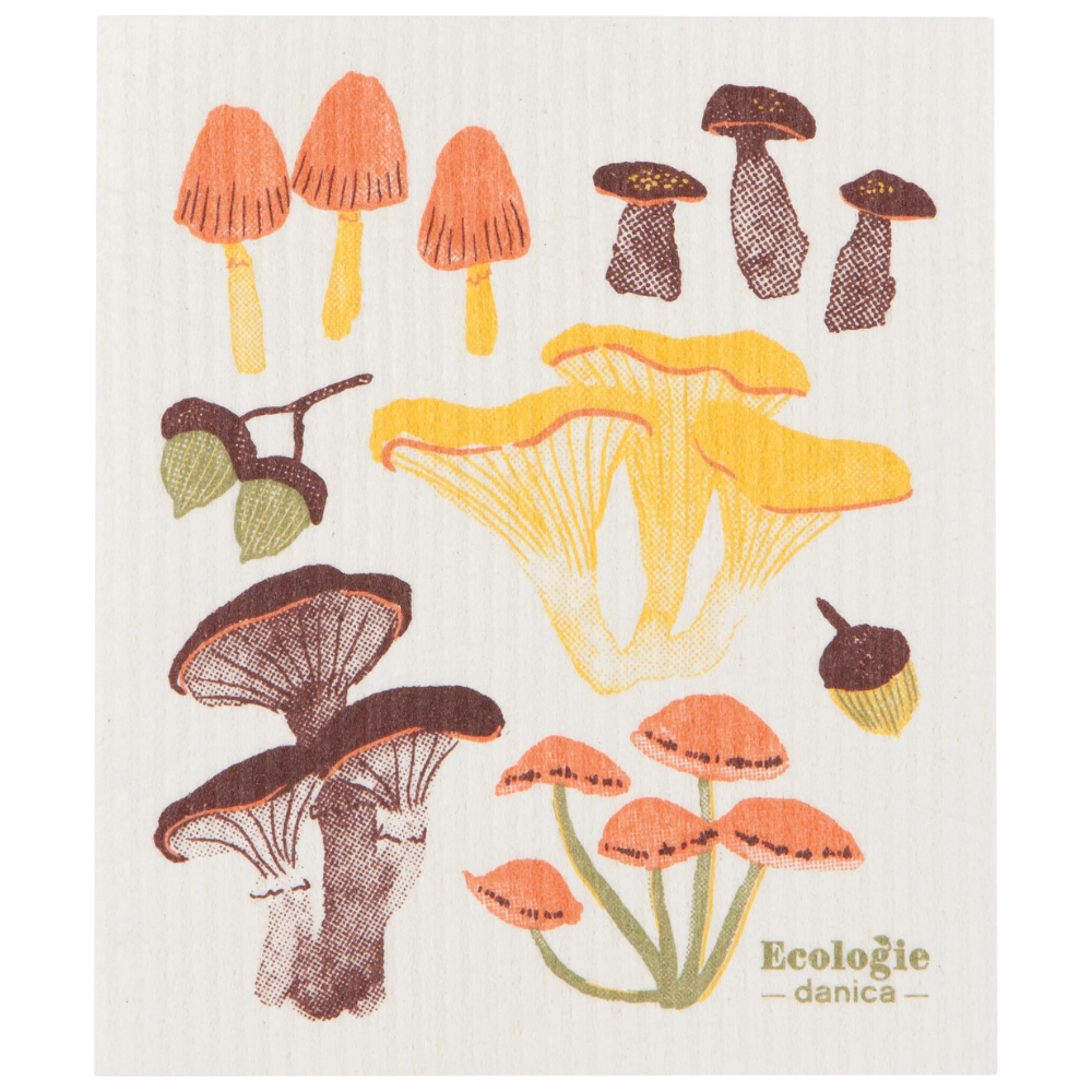 Image of Field Mushrooms Swedish Sponge Cloth
