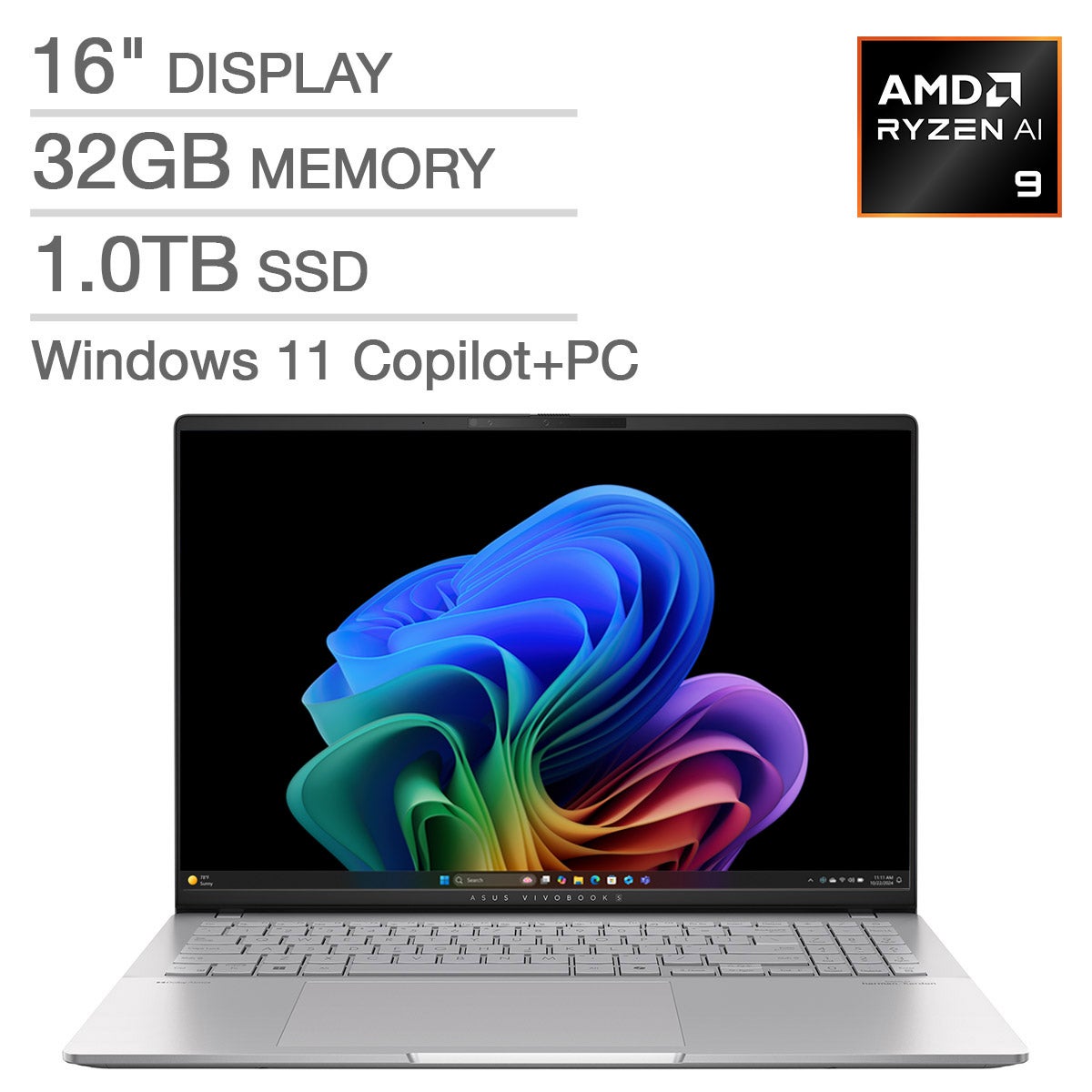 ASUS Vivobook S16 16-inch OLED Copilot+ PC with AMD Ryzen AI 9 Processor