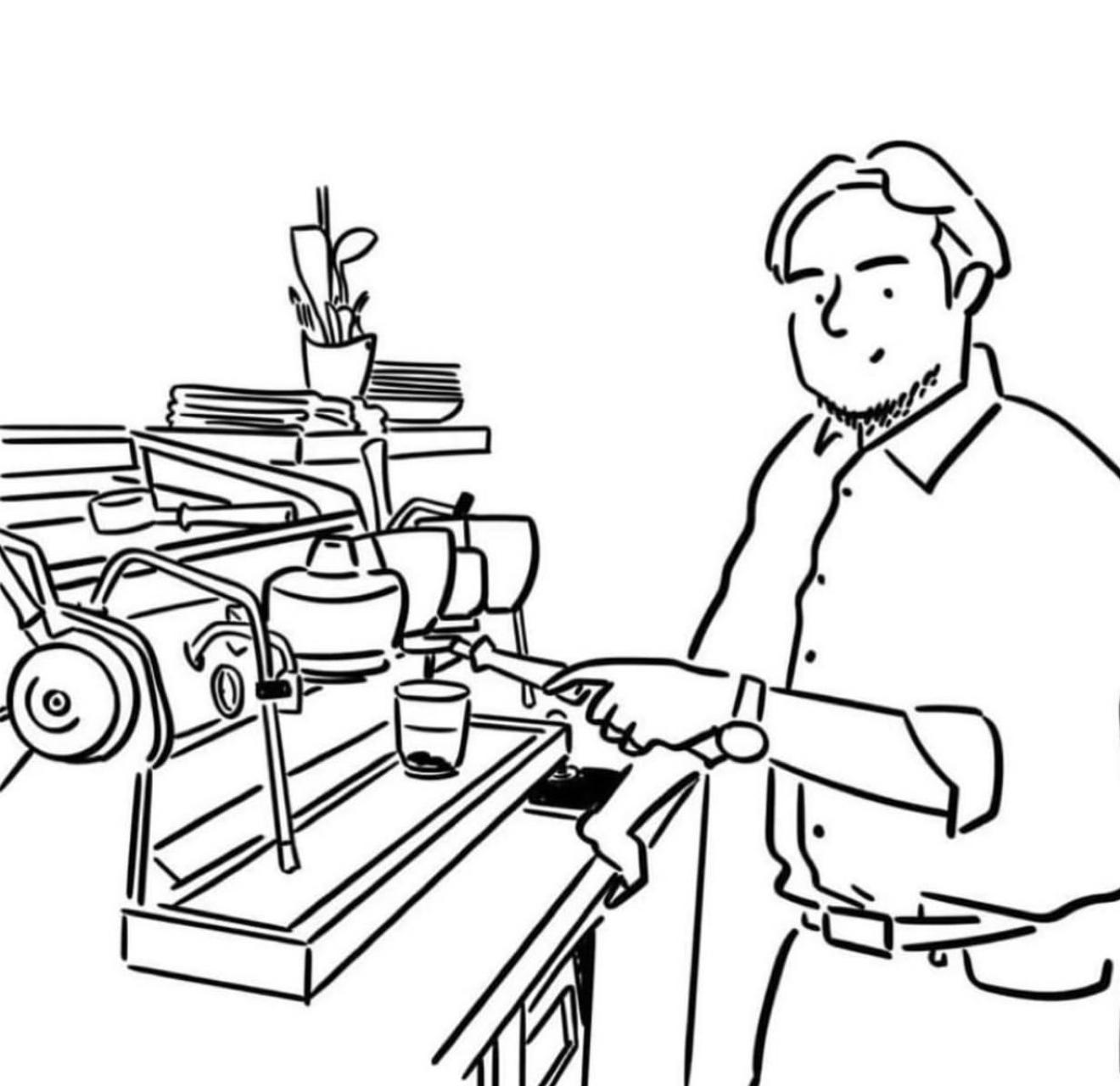 A line drawing of our founder Kenneth Shoji.