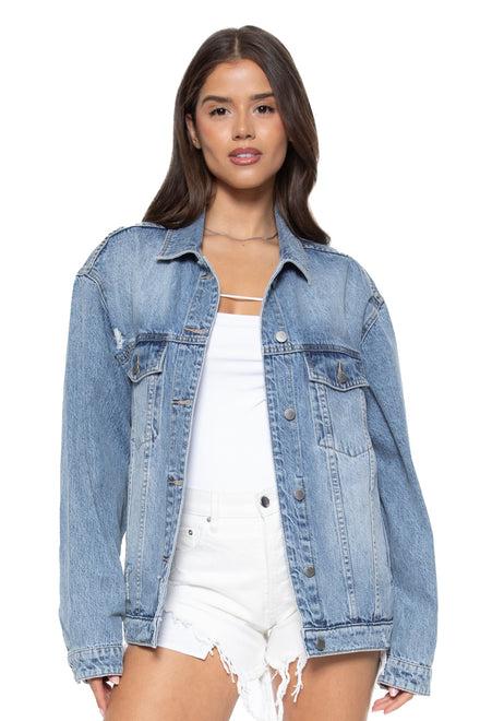 CLASSIC TRUCKER JACKET WITH BANDANA DETAIL