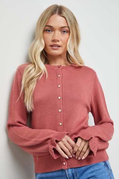 Ruffle Detail Cropped Cardigan