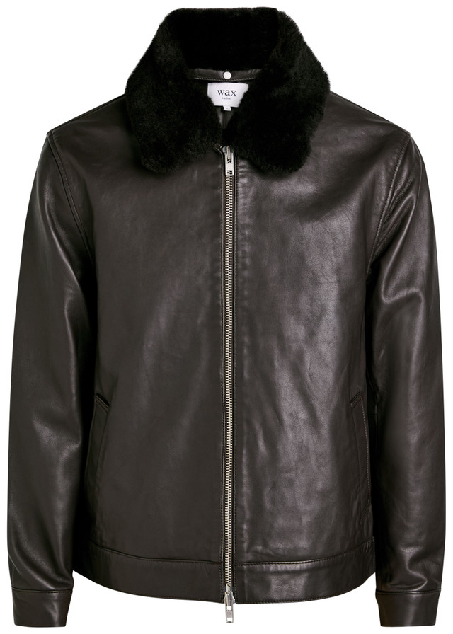 WAX LONDON Kendal shearling-trimmed leather jacket