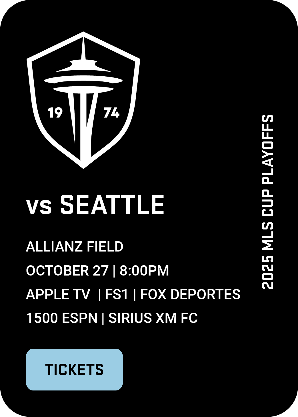 MINvSEA | Allianz Field | October 27, 2025 at 8:00 p.m. CT
