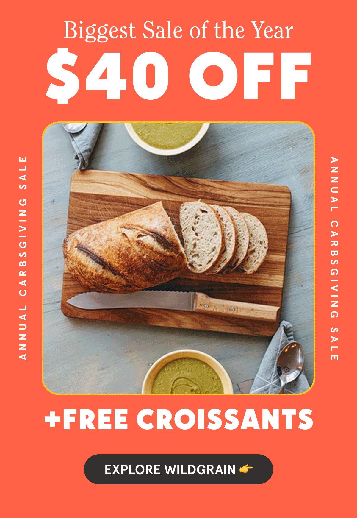 Biggest Event of the Year $40 Off +Free Croissants  Use code: CARBSGIVING40