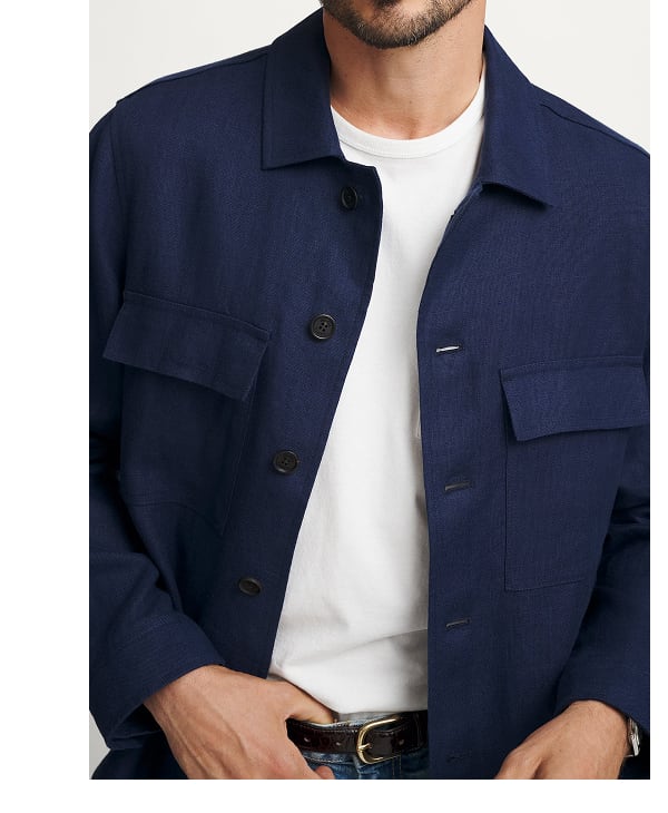 The Overshirt in Faded Navy Linen