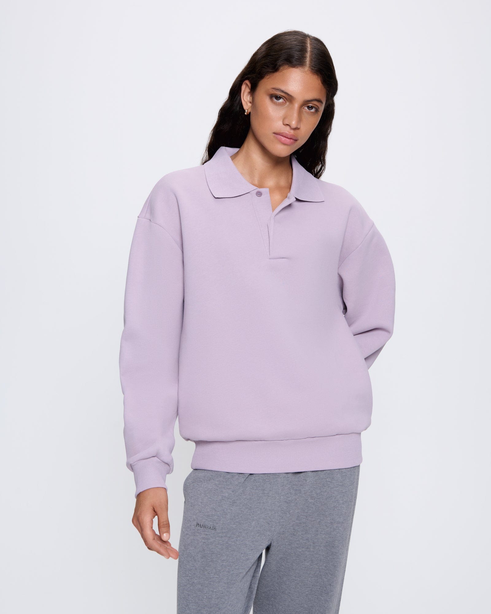 Image of Womens DNA Heavyweight Polo Sweatshirt—raisin purple